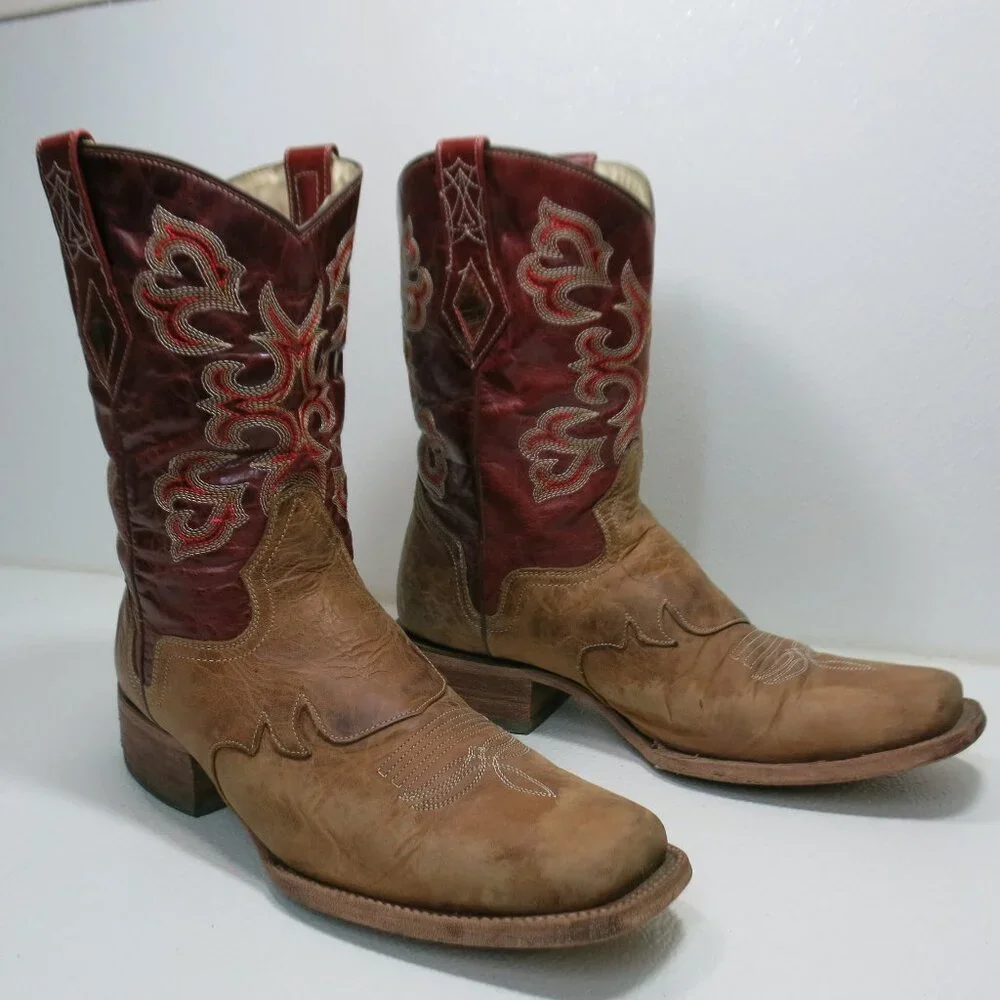 J. B. Dillon Reserve Two Tone Leather Western Kicker Boots Footwear Men's 11.5